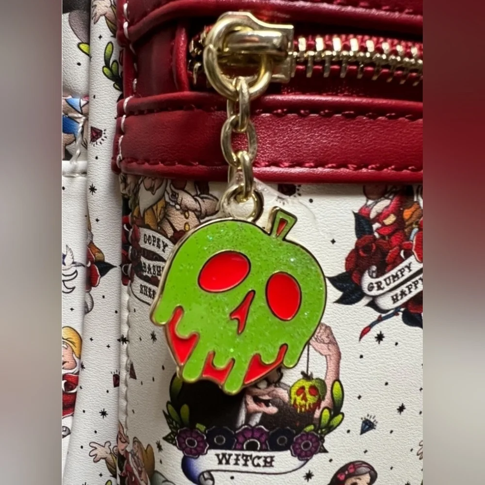 NWT LOUNGEFLY DISNEY PRINCESS Snow White Traditional Tattoo Print Mini Backpack - Picture 6 of 8